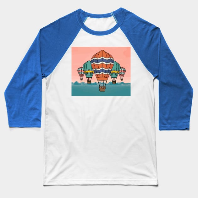 Retro Hot Air Balloons Balloon Ride Baseball T-Shirt by flofin